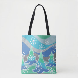 Winterbomen over de canvas tas