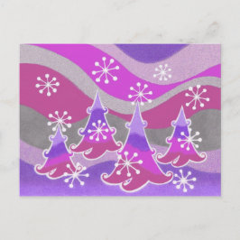 Winterbomen paars briefkaart