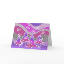 Winterbomen paarse kerstkaart