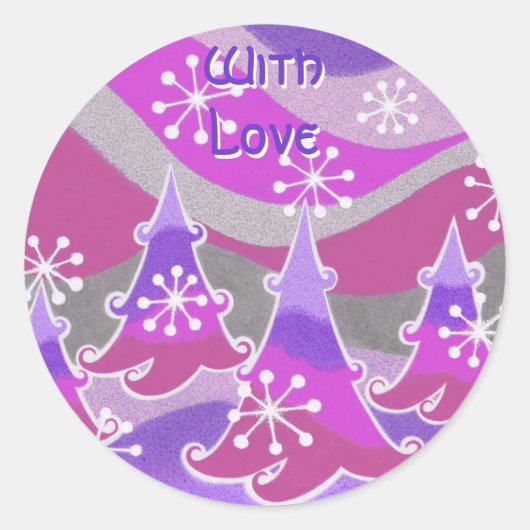Winterbomen paarse sticker met liefde (Voorkant)