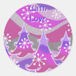 Winterbomen paarse sticker met liefde
