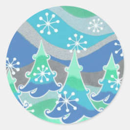 Winterbomen rond de sticker