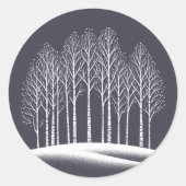 Winterbomen Ronde Sticker (Voorkant)