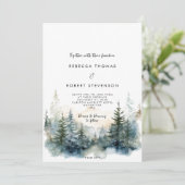 winterbomen rustieke vakantie bruiloft uitnodiging (Staand voorkant)