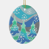 Winterbomen sierronde keramisch ornament (Rechts)