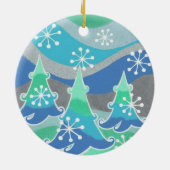 Winterbomen sierronde keramisch ornament (Achterkant)