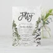 Winterbomen sneeuw 40e verjaardagsfeestje kaart (Staand voorkant)