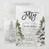 Winterbomen sneeuw 40e verjaardagsfeestje kaart (Voorkant / Achterkant)