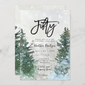 Winterbomen sneeuw 50e verjaardagsfeestje kaart (Voorkant / Achterkant)