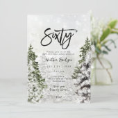 Winterbomen sneeuw 60e verjaardagsfeestje kaart (Staand voorkant)