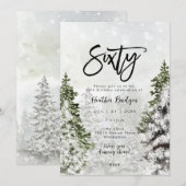 Winterbomen sneeuw 60e verjaardagsfeestje kaart (Voorkant / Achterkant)