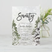 Winterbomen sneeuw 70e verjaardagsfeestje kaart (Staand voorkant)