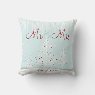 Winterbomen Sneeuwvlokken Mr. & Mrs Wedding Mement Kussen