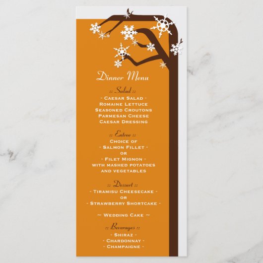 Winterbomen Snowflake Weddenschappen Menu (Voorkant)