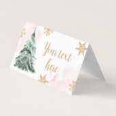 Winterbomen Snowflakes Etiket Onederland Roze Visitekaartje (Achterkant)