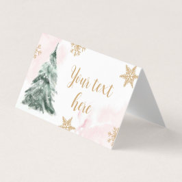 Winterbomen Snowflakes Etiket Onederland Roze Visitekaartje