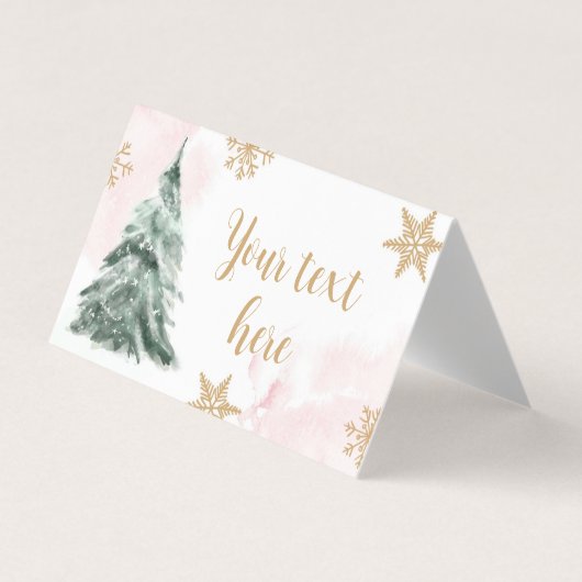 Winterbomen Snowflakes Etiket Onederland Roze Visitekaartje (Voorkant)