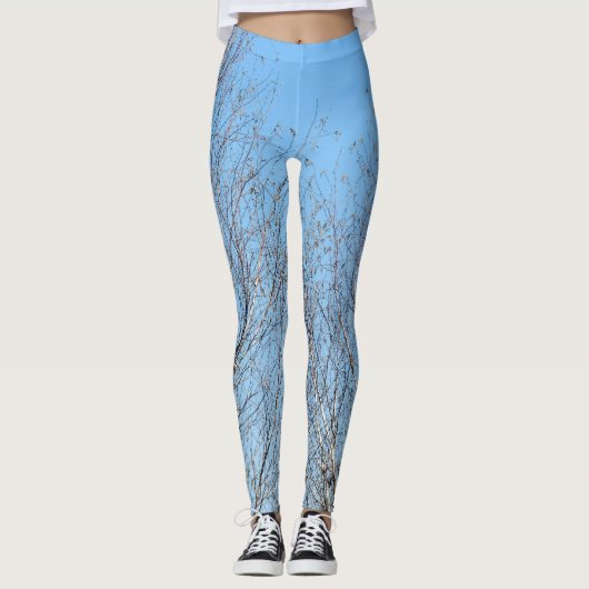 Winterbomen tegen blauwe hemel leggings (Voorkant)