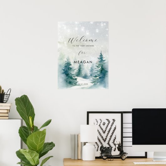 Winterbomen vakantie baby shower welkomstbord poster (Thuiskantoor)