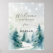 Winterbomen vakantie baby shower welkomstbord poster (Voorkant)