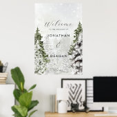Winterbomen vakantie welkom trouwbord poster (Thuiskantoor)