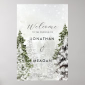 Winterbomen vakantie welkom trouwbord poster (Voorkant)