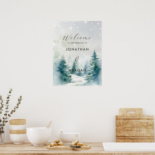 Winterbomen vakantie welkom trouwbord poster (Keuken)