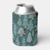Winterbomen, vintage kerstpatroon. blikjeskoeler (Blikje Voorkant)