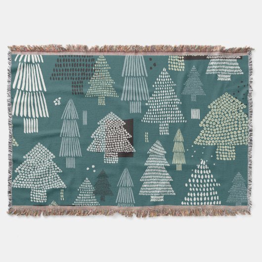 Winterbomen, vintage kerstpatroon. deken (Voorkant)