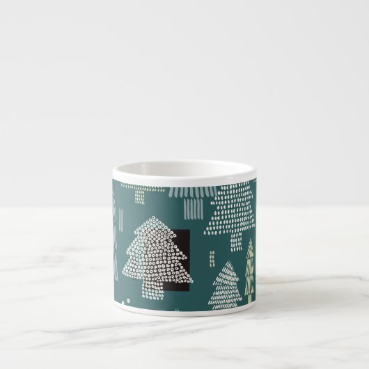 Winterbomen, vintage kerstpatroon. espresso kop (Voorkant)