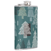 Winterbomen, vintage kerstpatroon. heupfles (Rechts)