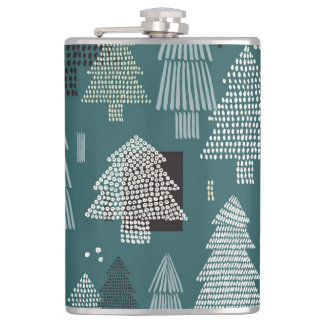 Winterbomen, vintage kerstpatroon. heupfles