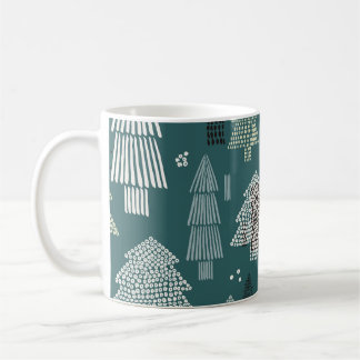 Winterbomen, vintage kerstpatroon. koffiemok