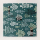 Winterbomen, vintage kerstpatroon. legpuzzel (Horizontaal)