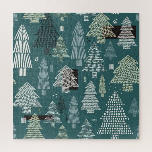 Winterbomen, vintage kerstpatroon. legpuzzel (Verticaal)