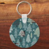 Winterbomen, vintage kerstpatroon. sleutelhanger (Voorkant)