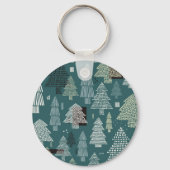 Winterbomen, vintage kerstpatroon. sleutelhanger (Achterkant)