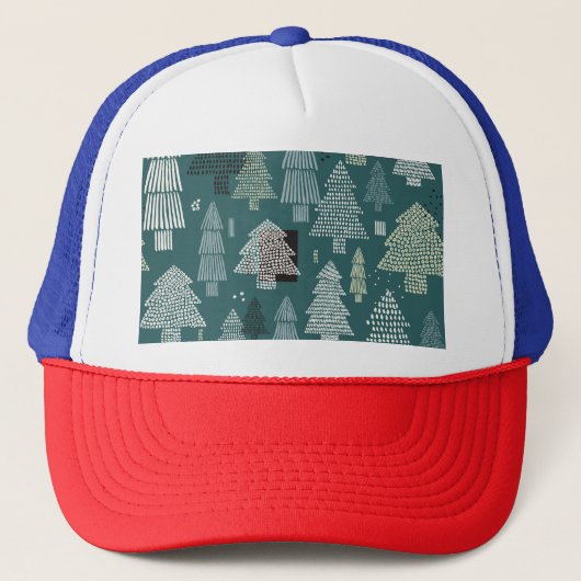 Winterbomen, vintage kerstpatroon. trucker pet (Voorkant)