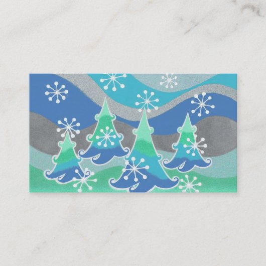 Winterbomen visitekaartje blauw (Voorkant)