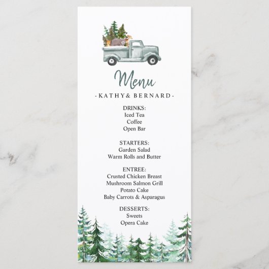 Winterbomen Woodland Animals Menu (Voorkant)