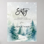 Winterbomen zestig welkom verjaardag bord poster (Voorkant)