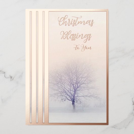 Winterboom, aangepast kerstfeest folie feestdagenkaart (Voorkant)