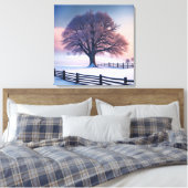 Winterboom bij zonsopgang canvas afdruk (Insitu (Slaapkamer))