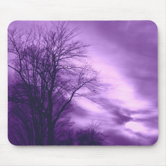 Winterboom en hemel in Paarse Mousepad Muismat (Voorkant)