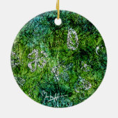 Winterboom en maan op groen siermoment keramisch ornament (Achterkant)