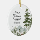 Winterboom gepersonaliseerd eerste Kerstmis verloo Keramisch Ornament (Rechts)