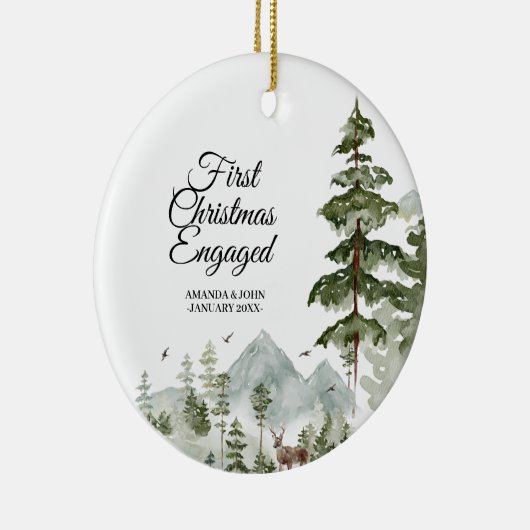 Winterboom gepersonaliseerd eerste Kerstmis verloo Keramisch Ornament (Rechts)