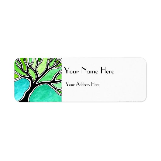 Winterboom in groene tongen etiket (Voorkant)