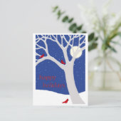 Winterboom met Briefkaart van kardinalen (Staand voorkant)