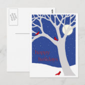 Winterboom met Briefkaart van kardinalen (Voorkant / Achterkant)
